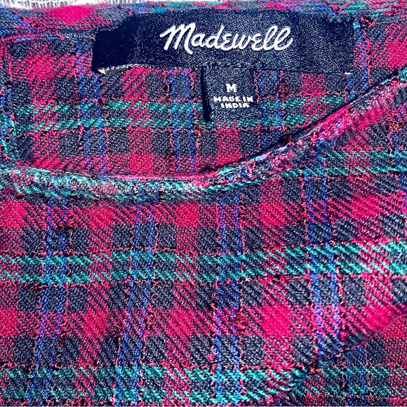 Madewell Red Cuffed Sleeve Boxy Blouse Medium - Picture 2 of 5